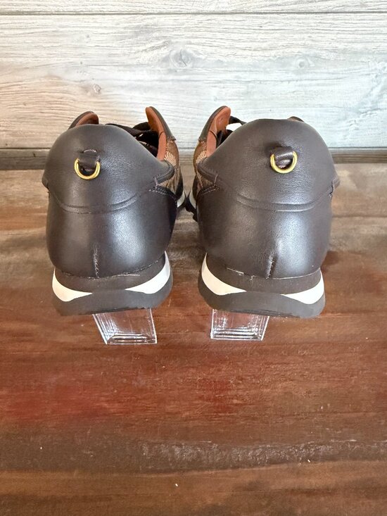 Coach Farrah Signature Sneakers Brown Jacquard Leather Women's Sz. 7 Lace-Up - Picture 3 of 6